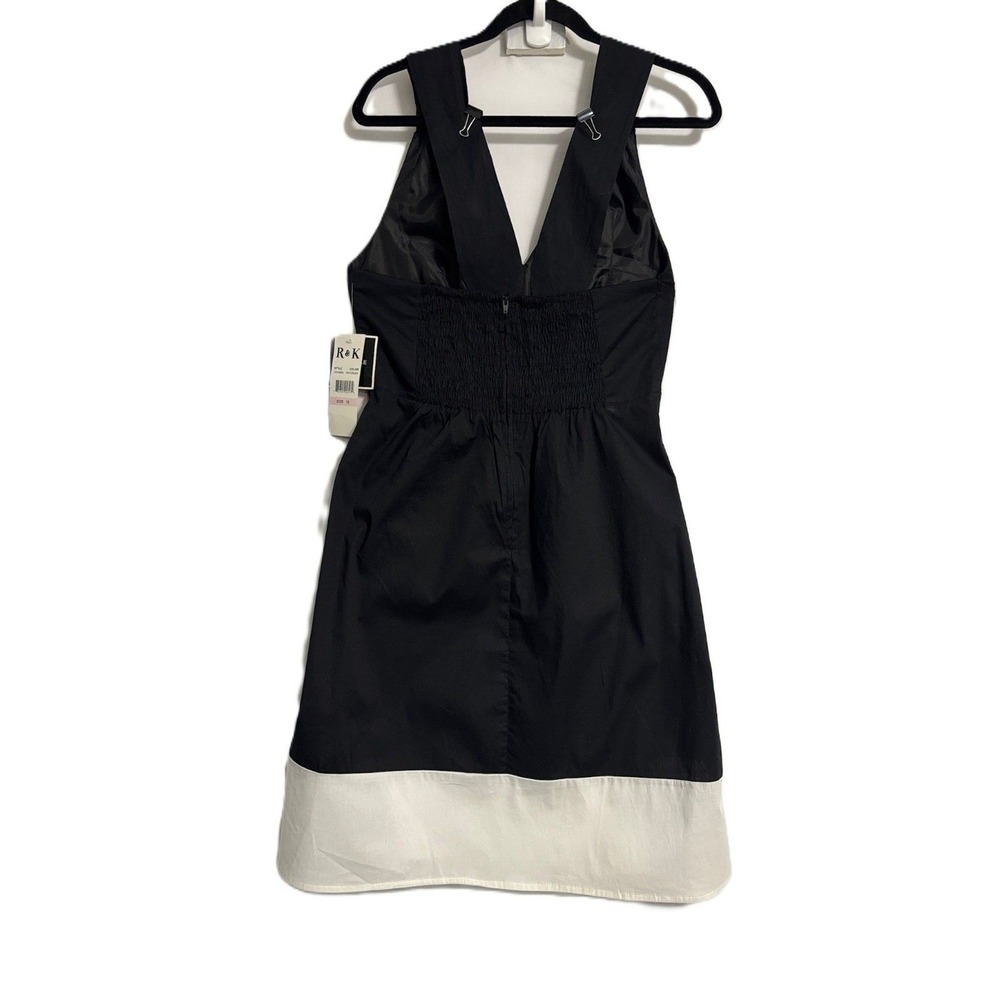 R&K Originals Halter Dress 10 Black White Floral Embroidered V-Neck Chic Retro - Picture 3 of 13